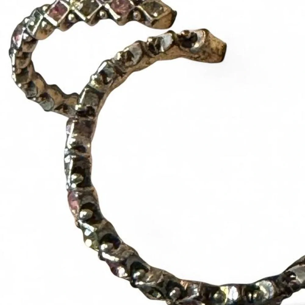 Pink &‎ Silver Rhinestone Hoop Earrings